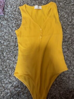 Girls' Yellow Ribbed One-Piece Bodysuit